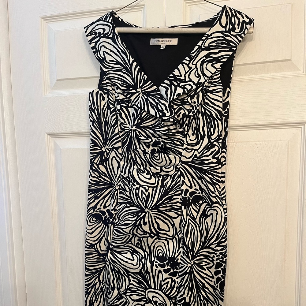 Evan Picone white & black sheath dress size 6